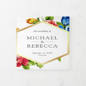 Invitation Trois Volets Mariage photo floral moderne et géométrique (Protection)