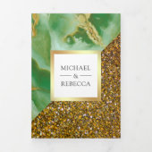 Invitation Trois Volets Mariage photo Gold Parties scintillant Mint Green  (Page de couverture)