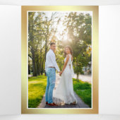 Invitation Trois Volets Mariage photo Gold Parties scintillant Mint Green  (Intérieur au milieu)