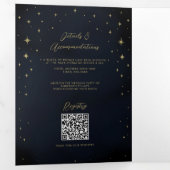 Invitation Trois Volets Mariage photo Gold Stars Night Celestial Sunburst (Intérieur en premier)