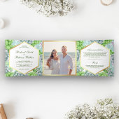 Invitation Trois Volets Mariage photo moderne Botanique Vert Succulent