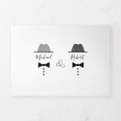 Invitation Trois Volets Mariage photo noir blanc gris (Page de couverture)