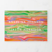 Invitation Trois Volets mariage photo orange 3 en 1 (Page de couverture)