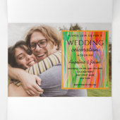 Invitation Trois Volets mariage photo orange 3 en 1 (Intérieur au milieu)