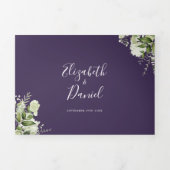 Invitation Trois Volets Mariage photo Purple Modern Botanical Greenery (Page de couverture)