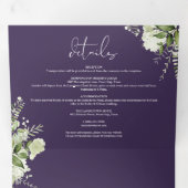 Invitation Trois Volets Mariage photo Purple Modern Botanical Greenery (Intérieur en premier)