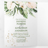 Invitation Trois Volets Mariage photo rose pâle vert tropical (Intérieur en premier)