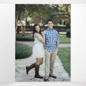 Invitation Trois Volets Mariage photo rose pâle vert tropical (Intérieur au milieu)