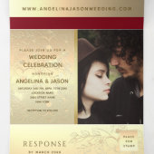 Invitation Trois Volets Mariage photo rouge moderne (Intérieur au milieu)