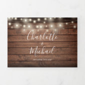 Invitation Trois Volets Mariage photo Rustic Wood String Lumières Mason Ja (Page de couverture)