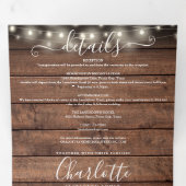 Invitation Trois Volets Mariage photo Rustic Wood String Lumières Mason Ja (Intérieur en premier)