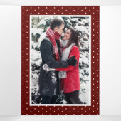 Invitation Trois Volets Mariage photo rustique Feuille rouge et vert (Intérieur au milieu)