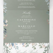 Invitation Trois Volets Mariage photo Sage Green Floral (Intérieur au milieu)