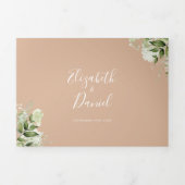 Invitation Trois Volets Mariage photo Tan Modern Botanical Greenery (Page de couverture)