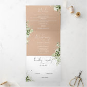 Invitation Trois Volets Mariage photo Tan Modern Botanical Greenery (Intérieur)