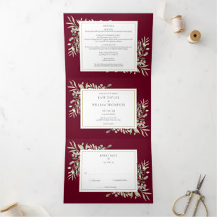 Invitation Trois Volets Mariage photo verdure botanique Bourgogne