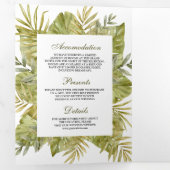 Invitation Trois Volets Mariage photo vert de palmier séché par le sauce B (Intérieur en premier)