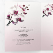 Invitation Trois Volets Mariage rose et blanc orchidée (Intérieur en premier)