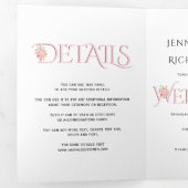 Invitation Trois Volets Mariage rose pâle avec roses roses roses (Intérieur en premier)