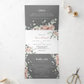 Invitation Trois Volets Mariage rose rose rose classique (Intérieur)