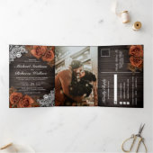 Invitation Trois Volets Mariage Rose rustique en terre cuite Dusty (Intérieur)