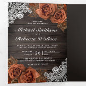 Invitation Trois Volets Mariage Rose rustique en terre cuite Dusty (Intérieur en premier)