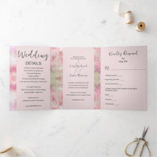 Invitation Trois Volets Mariage rose Whimsical