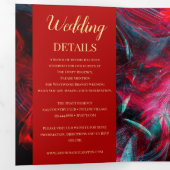 Invitation Trois Volets Mariage rouge et noir dramatique (Intérieur en premier)