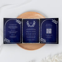 Mariage royal bleu Feuille Silver Laurel