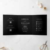 Invitation Trois Volets Mariage RSVP minimaliste photo noir (Intérieur)