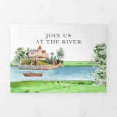 Invitation Trois Volets Mariage Rustique à Alexandria Bay au Bord de la Ri (Page de couverture)