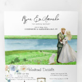 Invitation Trois Volets Mariage Rustique à Alexandria Bay au Bord de la Ri (Intérieur en premier)