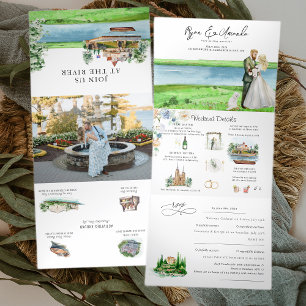 Invitation Trois Volets Mariage Rustique à Alexandria Bay au Bord de la Ri