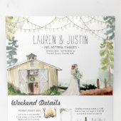 Invitation Trois Volets Mariage rustique à la ferme en forêt (Intérieur en premier)