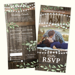 Invitation Trois Volets Mariage Rustique avec Végétal Tout Compris
