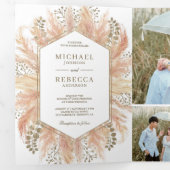 Invitation Trois Volets Mariage Rustique Boho avec Collage de Photos d'Her (Intérieur en premier)