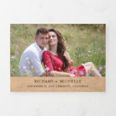 Invitation Trois Volets Mariage Rustique Kraft Sunflowers Antlers (Page de couverture)