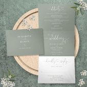 Invitation Trois Volets Mariage Sage Green Heart Script