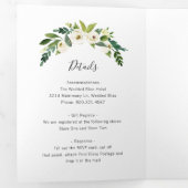 Invitation Trois Volets Mariage simple blanc floral élégant (Intérieur en premier)