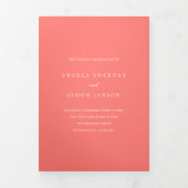 Invitation Trois Volets Mariage Simple Corail Vibrant Moderne (Page de couverture)