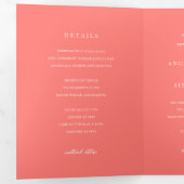 Invitation Trois Volets Mariage Simple Corail Vibrant Moderne (Intérieur en premier)