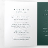 Invitation Trois Volets Mariage Simple Émeraude Classique (Intérieur en premier)