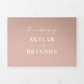 Invitation Trois Volets Mariage simple en terre cuite et rose pâle (Page de couverture)