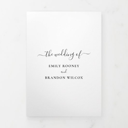 Invitation Trois Volets Mariage simple moderne photo élégant (Page de couverture)