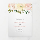 Invitation Trois Volets Mariage simple rose rose floral élégant (Page de couverture)