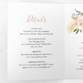 Invitation Trois Volets Mariage simple rose rose floral élégant (Intérieur en premier)
