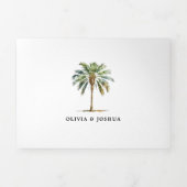 Invitation Trois Volets Mariage sur la plage au palmier tropical (Page de couverture)