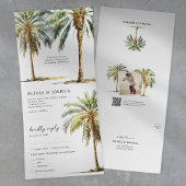 Invitation Trois Volets Mariage sur la plage au palmier tropical