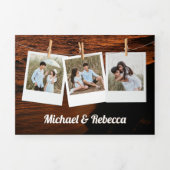 Invitation Trois Volets Mariage sur la plage tropicale avec guirlande lumi (Page de couverture)