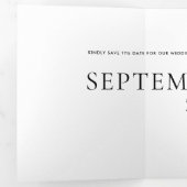 Invitation Trois Volets Mariage texte noir blanc gras minimum Date de sauv (Intérieur en premier)